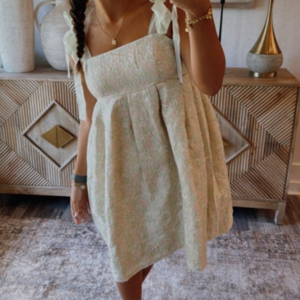 Floral Tie-Shoulder Babydoll Dress - White/Pastel